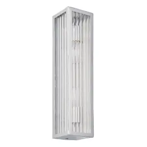 Anson Lighting Cranbrook 2lt Bathroom Wall light finished in chrome plate and clear ribbed glass