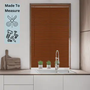 Caecus MTM Woodgrain Effect PVC Long Drop Venetian Blind Venetian Blind Dark Oak 90cm width x 210cm drop