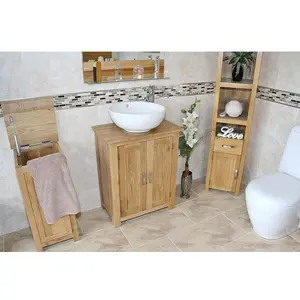 Dominic Solid Oak 650mm Free-Standing Vanity Unit