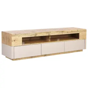 Beliani Rustic TV Stand Light Wood ANTONIO