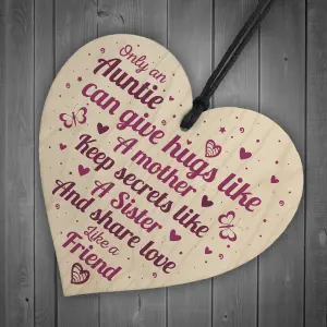 Red Ocean Auntie Aunty Aunt Sister Gifts Wooden Heart Plaque Christmas Present For Her Birthday