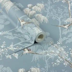 Japanese Garden Wallpaper Slate Blue World of Wallpaper E100339AH