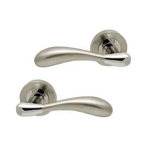 Intelligent Hardware - Internal Door Handle - Pair - Lever on Round Rose - Hornet Developer - Chrome/Satin Nickel