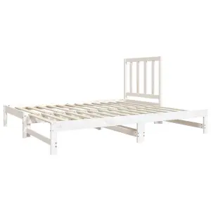 Berkfield Pull-out Day Bed White 2x(90x190) cm Solid Wood Pine