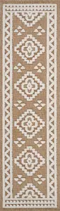 Harper Diamond Pattern Water Resistant Garden Rug Indoor Outdoor Area Rugs Cream 120x170 cm