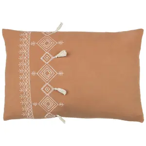 furn. Pritta Embroidered Tasselled Feather Filled Cushion