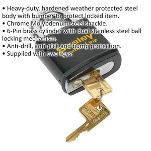 Heavy-Duty 70mm Anti-Drill Padlock with Hardened Steel Shackle and Weatherproof Design