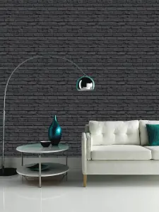 Arthouse Black Brick Wallpaper