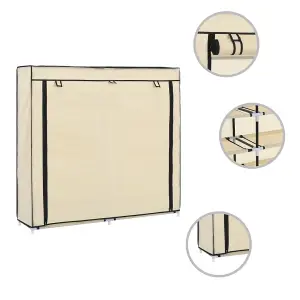 Berkfield Shoe Cabinet with Cover Cream 115x28x110 cm Fabric