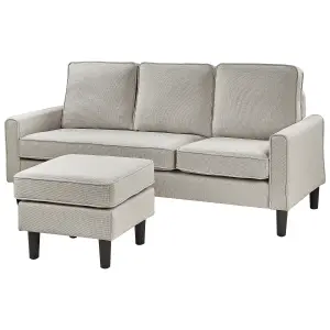 3 Seater Fabric Sofa with Ottoman Light Beige AVESTA