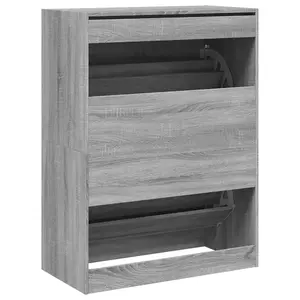 Berkfield Shoe Cabinet with 2 Flip-Drawers Grey Sonoma 80x42x108 cm