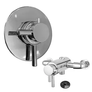 Modern Round Dual Shower Valve Thermostatic Concentric Concealed Exposed Chrome