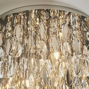 PREMIUM Crystal Flush Ceiling Light Chrome & Glass 6 Lamp Chandelier Fitting