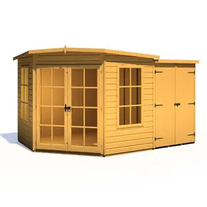 Shire Hampton Corner Summerhouse With Side Shed 8 Ft X 12 Ft