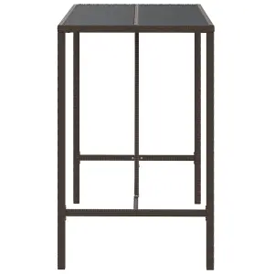 Berkfield Bar Table with Glass Top Brown 110x70x110 cm Poly Rattan