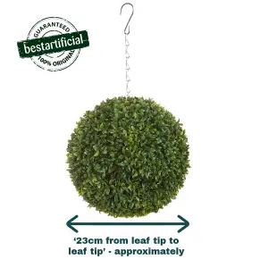 Best Artificial 23cm Green Olive Grass Hanging Basket Topiary Ball - Suitable for Outdoor Use - Weather & Fade Resistant