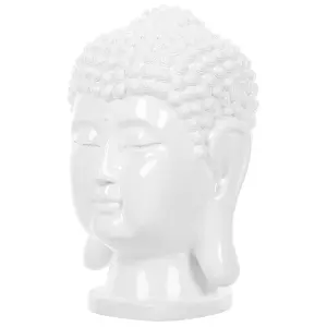 Figurine BUDDHA Polyresin Boho White