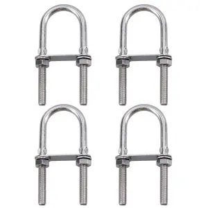 M10 40mm x 122mm U-Bolt / N-Bolt Stainless Steel Marine Grade Boat Trailer 4 Pack