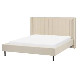 Boucle EU King Size Bed Beige VILLETTE