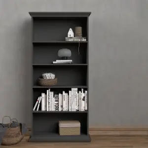 Paris 4 Shelves Tall Bookcase in Matt Grey