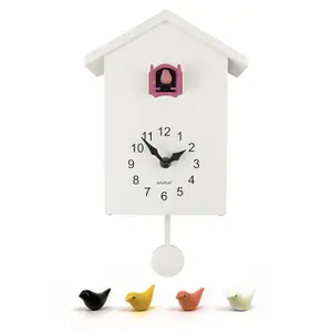 Walplus Pink Window Wall Clock Cuckoo