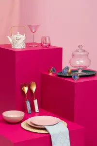 Interiors by Premier Set of 4 Translucent Pink Glass Tumbler, Glassware Drinking Glasses, Unique Drinking Tumbler Glasses