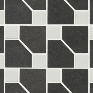 Comoey Black & white Natural stone Border tile, (L)320mm (W)80mm