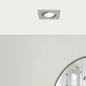 Litecraft Pack of 2 Chrome Modern IP65 Square Tiltable Bathroom Downlights