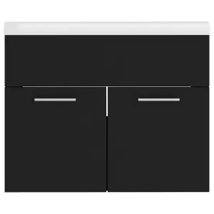 Berkfield Sink Cabinet with Built-in Basin Black Engineered Wood