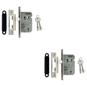 2 PACK - 64mm Residential Standard Profile 3 Lever Sashlock - Satin Nickel - Radius 12209