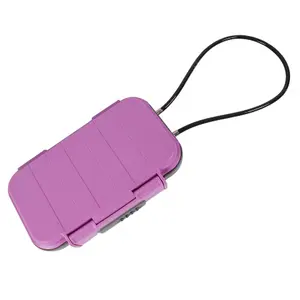 ABS Sports Security Box with Combination Lock & Cable - Waterproof Lockable Portable Travel Safe - H6 x W24 x D14cm, Lilac