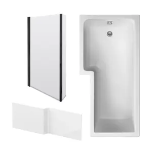 1700mm Contemporary Bath Bundle - Left Hand Tub, Hinged Screen, Fixed Return & Front Panel