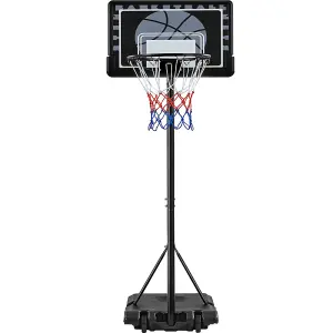 Yaheetech Black Height Adjustable Basketball Hoop with Wheels 76cmL x 45.5cmW