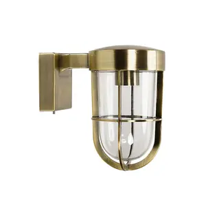 ValueLights Fanar Industrial Antique Brass Bathroom Wall Light