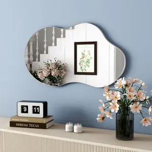 Asymmetrical Metal Framed Wall Accent Mirror Silver / 90.9cm H x 55.1cm W