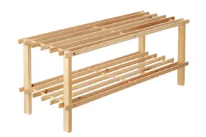 Interiors by Premier 2 Tier Cedar Wood Shoe Rack, Under Stairs Shoe Storage Solution, Wooden Shoe Stand for Home, Office