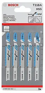 Bosch T-shank Jigsaw blade T118A (L)92mm, Pack of 5