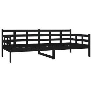 Berkfield Day Bed Black Solid Wood Pine 90x200 cm