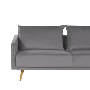 3 Seater Velvet Sofa Grey MAURA