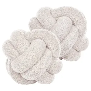 Set of 2 Cushions MALNI Boucle 19 x 19 cm Solid Off-White