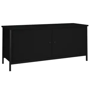 Berkfield TV Cabinet with Doors Black 102x35x45 cm Engineered Wood