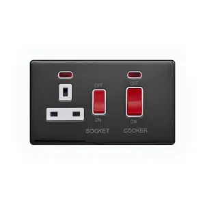 Lieber Black Nickel & White 45A Cooker Control Unit & Neon - Screwless