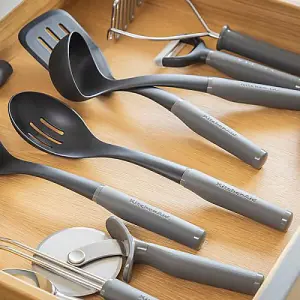 KitchenAid Soft Grip Slotted Spoon Charcoal Grey