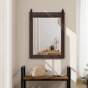 Costway Wall Mounted Mirror Vanity Make Up Farmhouse Wall Mirror Rectangle Decorative Mirror