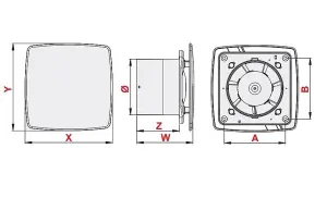 Modern Bathroom Extractor Fan 100mm with Timer and Humidity Sensor