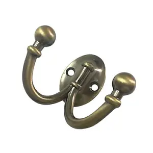 Antique brass effect Zinc alloy U-shaped Double Ball Hook (H)59mm