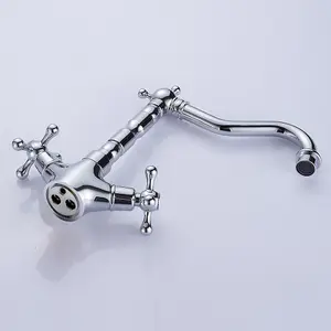 Nes Home Victorian Traditional Twin Cross Handle Kitchen Sink Mono Mixer Tap