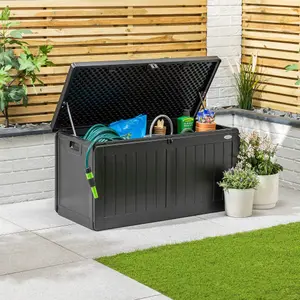 Waterproof Garden Box Plastic Outdoor Storage Utility Chest 190L Christow