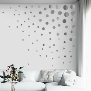 Walplus Silver Metallic Dots Home Decor, Nursery Decor, Big Wall Decor, Wall Stickers Kids Sticker PVC Silver