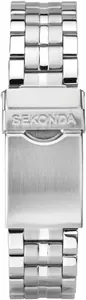 Sekonda Men's Dual-Time Blue Dial Stainless Steel Bracelet Watch